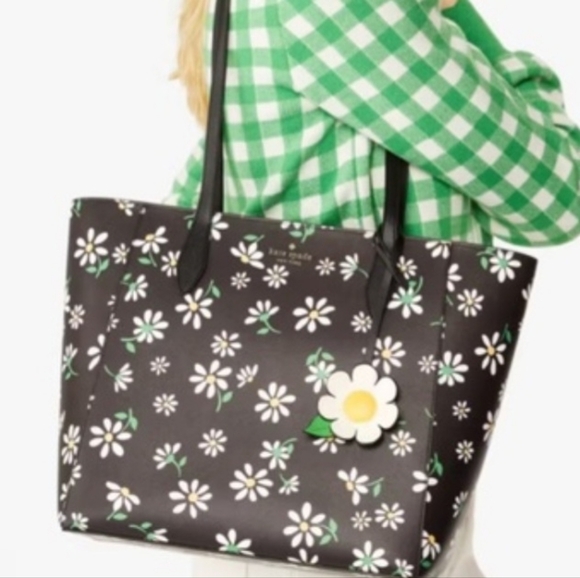 Kate Spade Dana Daisies Black Saffiano Tote